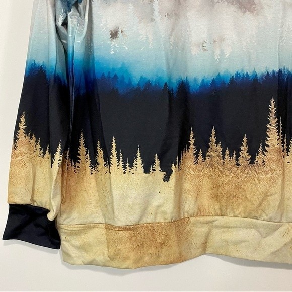 Women’s Mountain Landscape Lightweight Sweater Gray & Navy NWOT - Picture 3 of 8